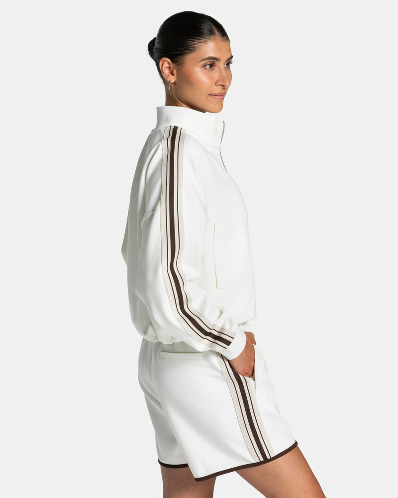Veste de sport zippée Cropped Club « blanc cassé »