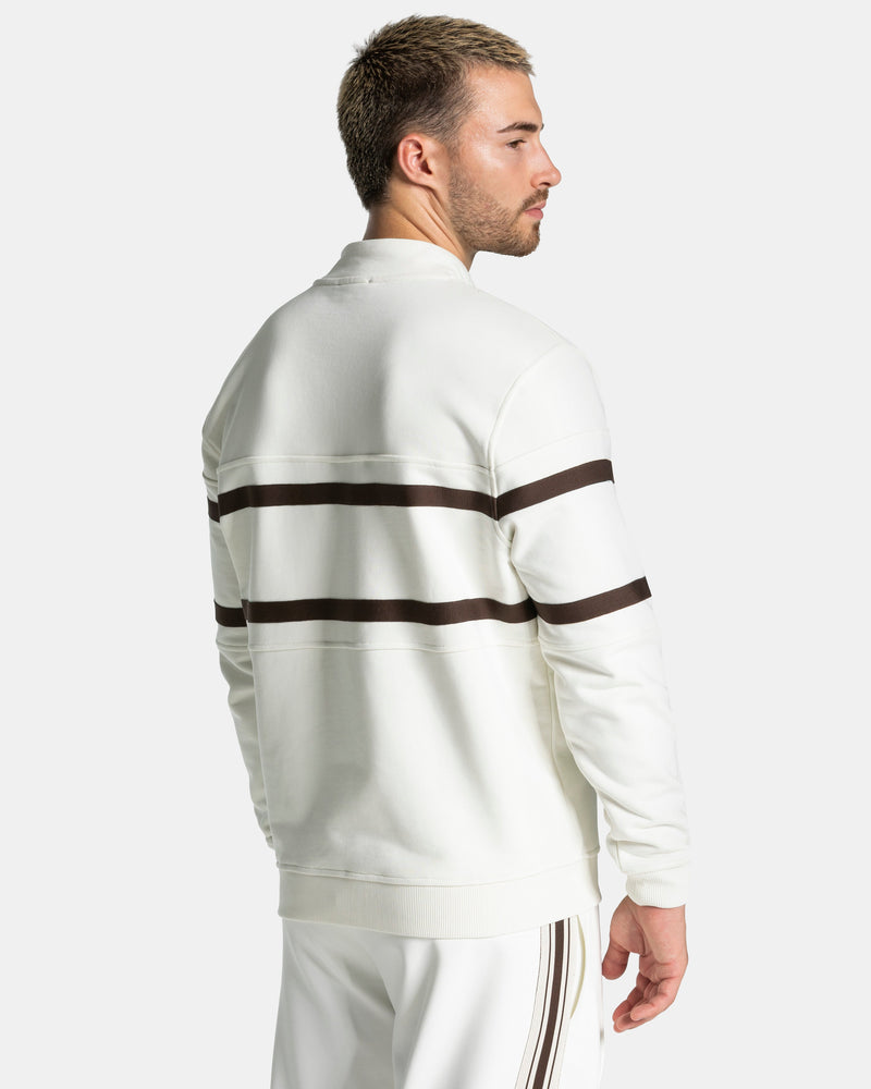 Sweat-shirt demi-zippé Club « blanc cassé-espresso »