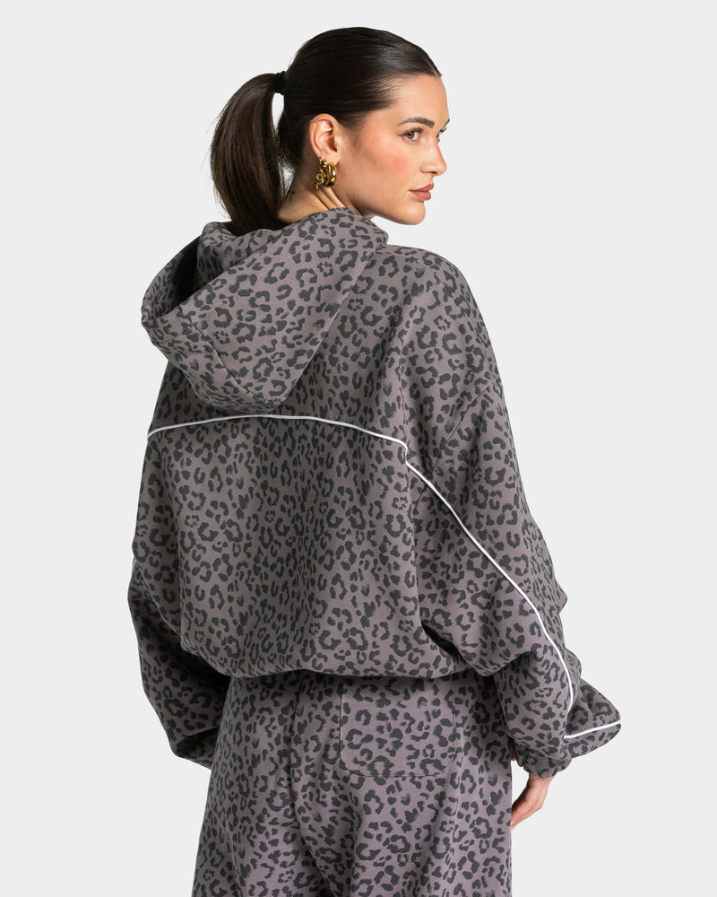 Sweat à capuche Contrastline « léopard graphite »