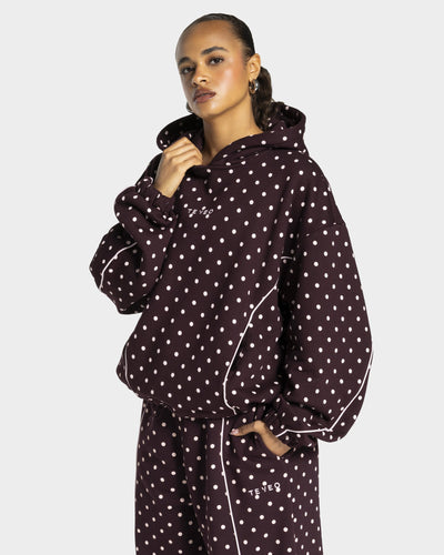 Sweat à capuche Contrastline « merlot à pois »