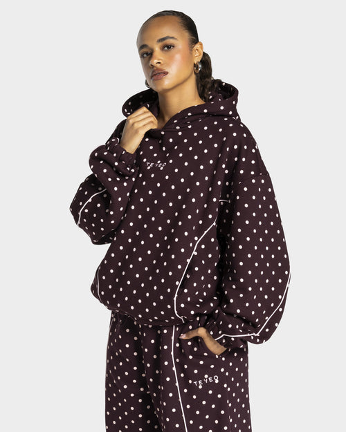 Sweat à capuche Contrastline « merlot à pois »