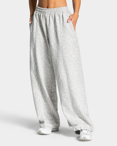Pantalon de jogging Wide Leg Contrastline « léopard gris clair »