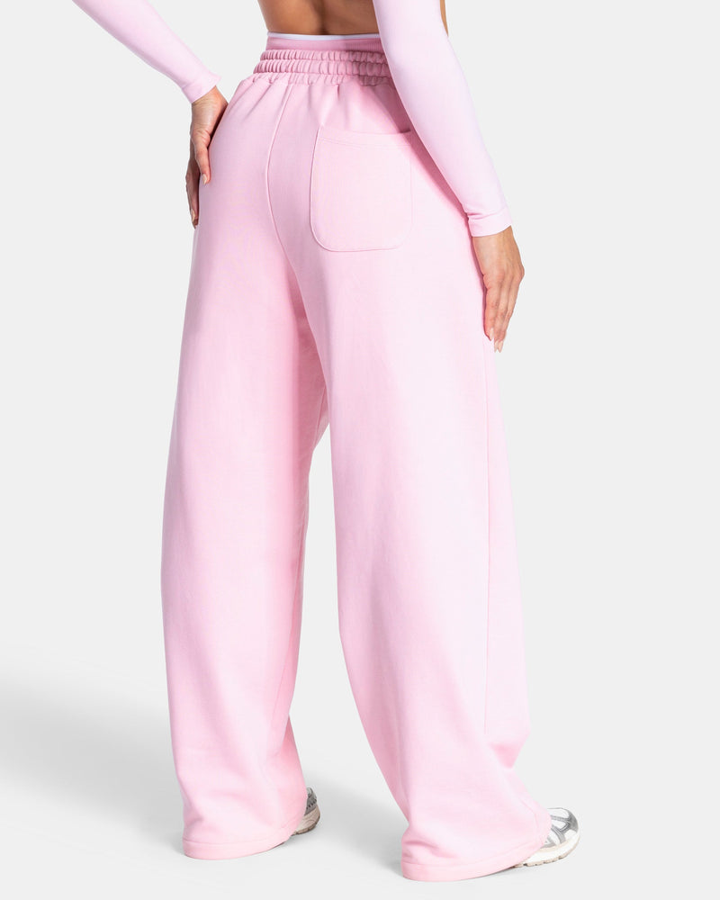 Pantalon de jogging Wide Leg Contrastline « True Pink »