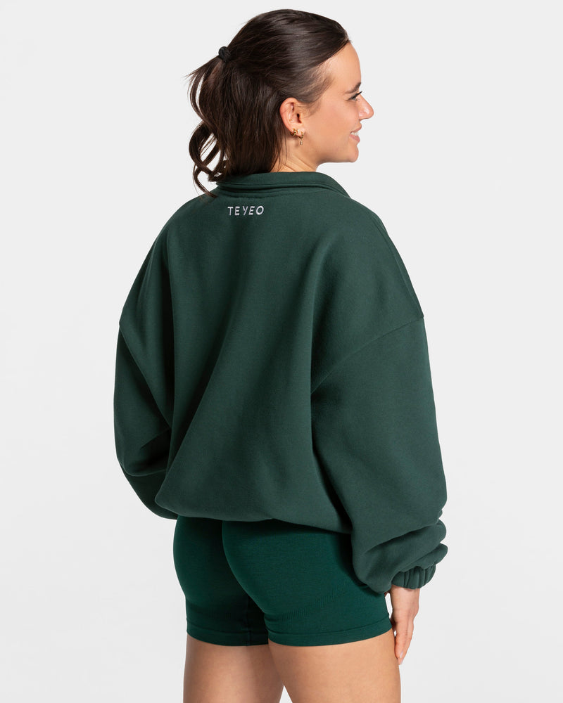 Sweat-shirt demi-zippé Femme « vert foncé »