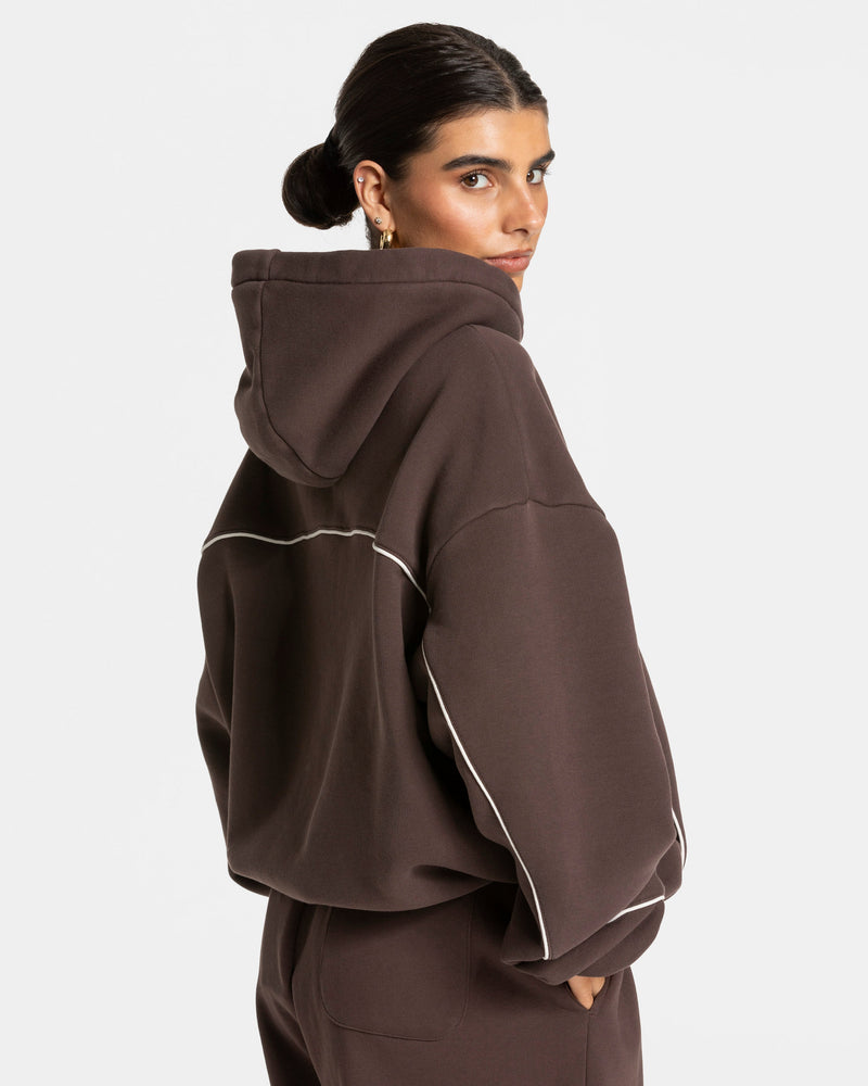 Sweat-shirt Contrastline Hooded « Espresso »