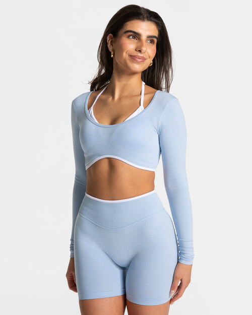 Haut à manches longues Contrastline « bleu layette »