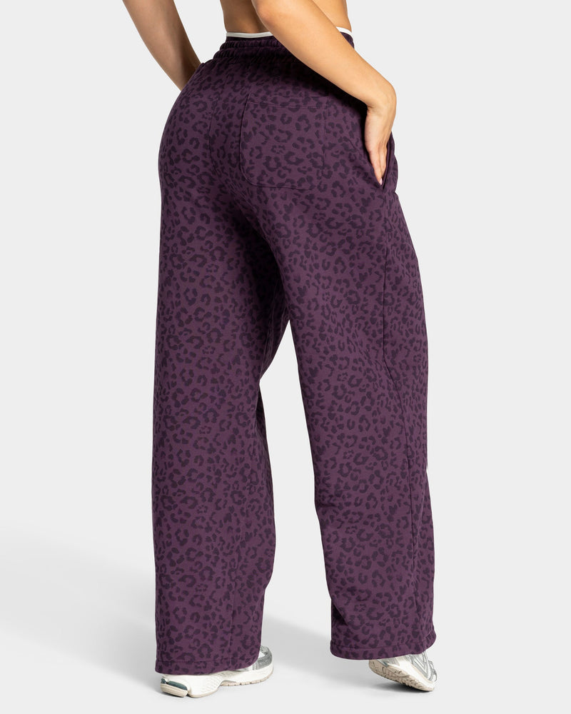 Pantalon de jogging Wide Leg Contrastline « Léopard Blackberry »