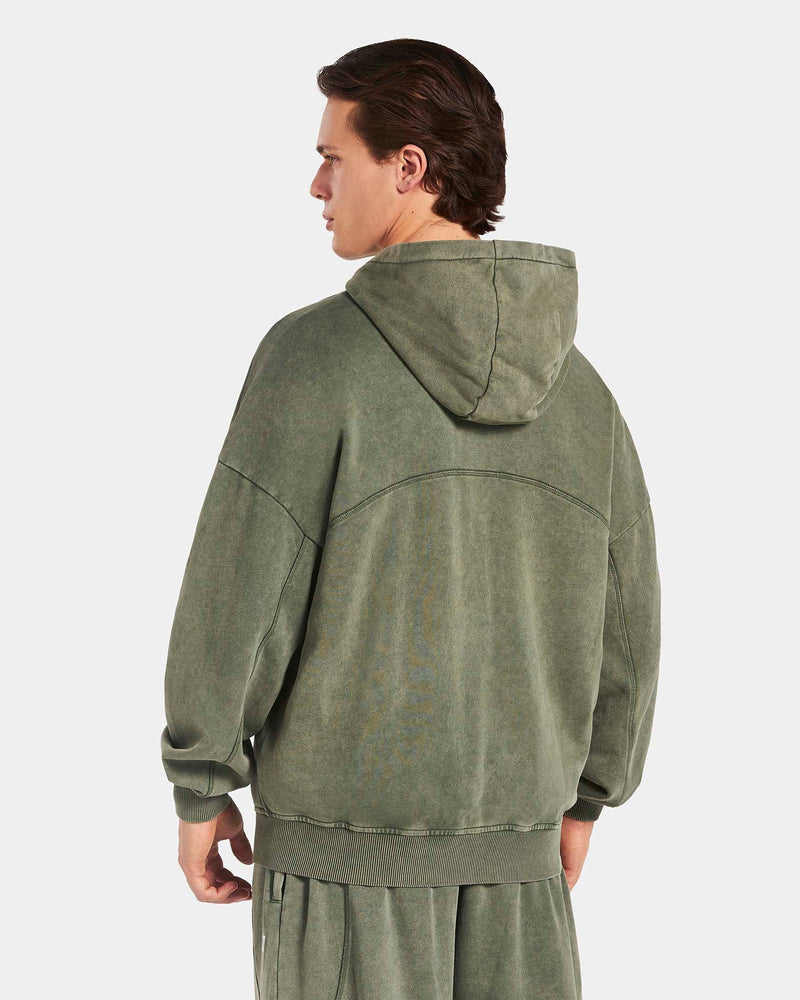 Sweat à capuche zippé oversize Legacy Lifting « Kaki Acid »