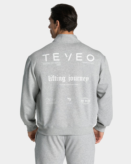 Sweat-shirt demi-zippé Lifting Journey « gris clair chiné »