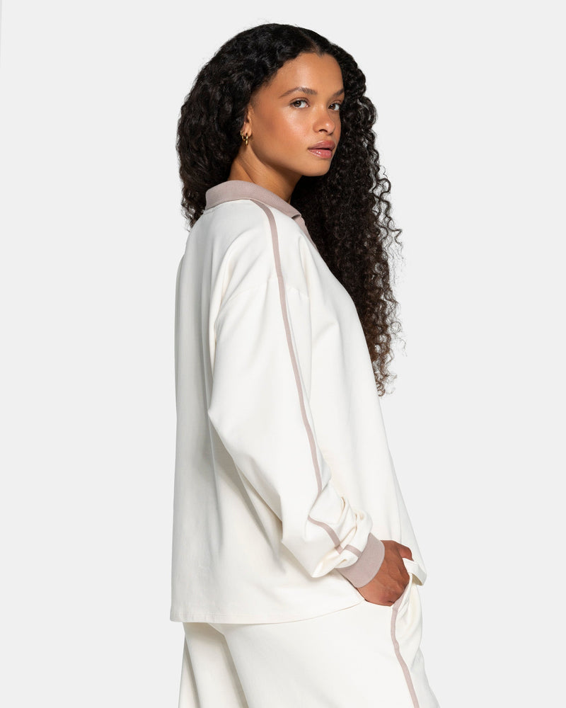 Polo à manches longues Soft « blanc cassé »