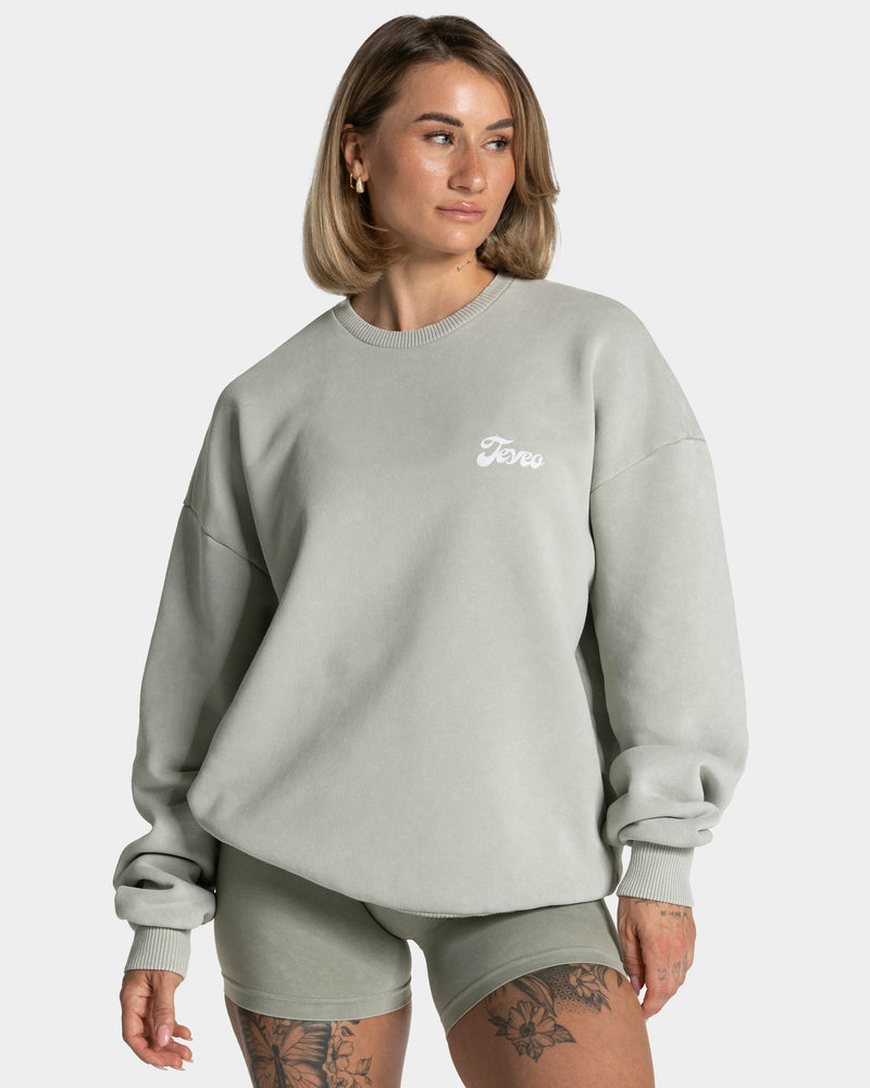 Sweat-shirt Acid oversize « vert sauge »