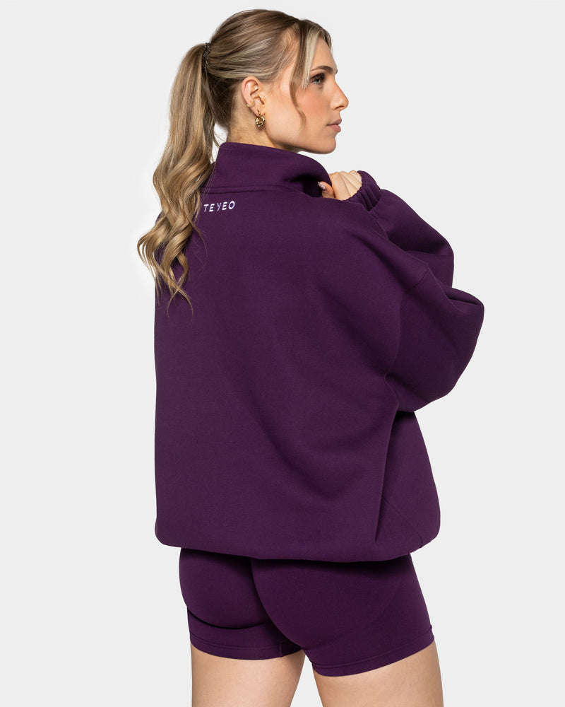 Sweat-shirt demi-zippé Femme « aubergine »