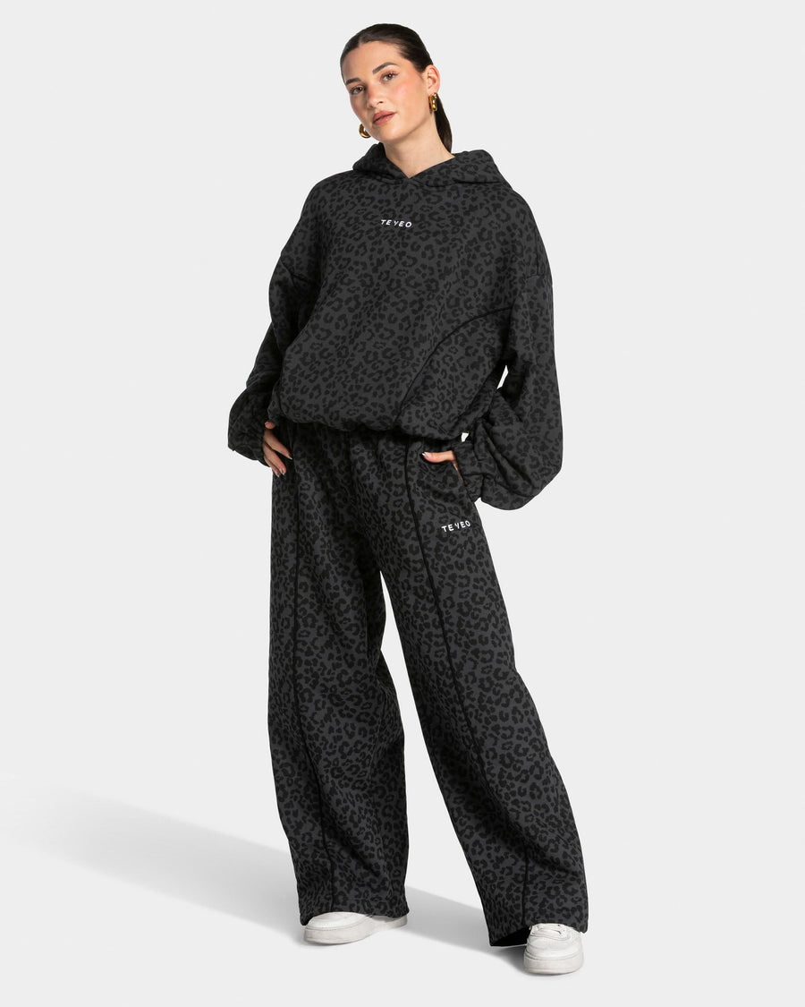 Sweat à capuche Contrastline « léopard noir »