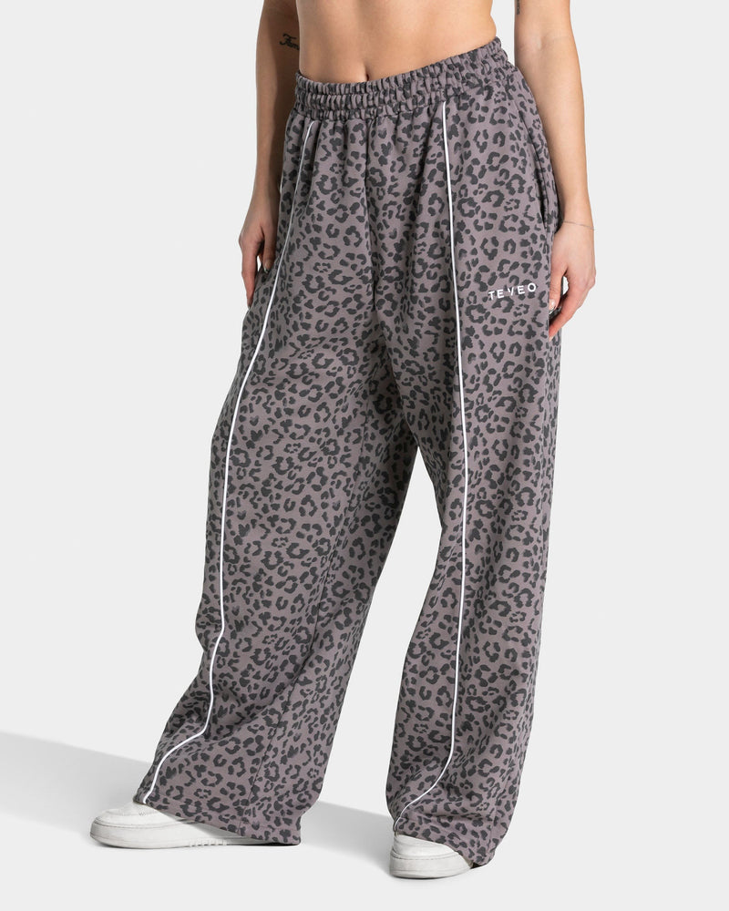 Pantalon de jogging Wide Leg Contrastline « léopard graphite »