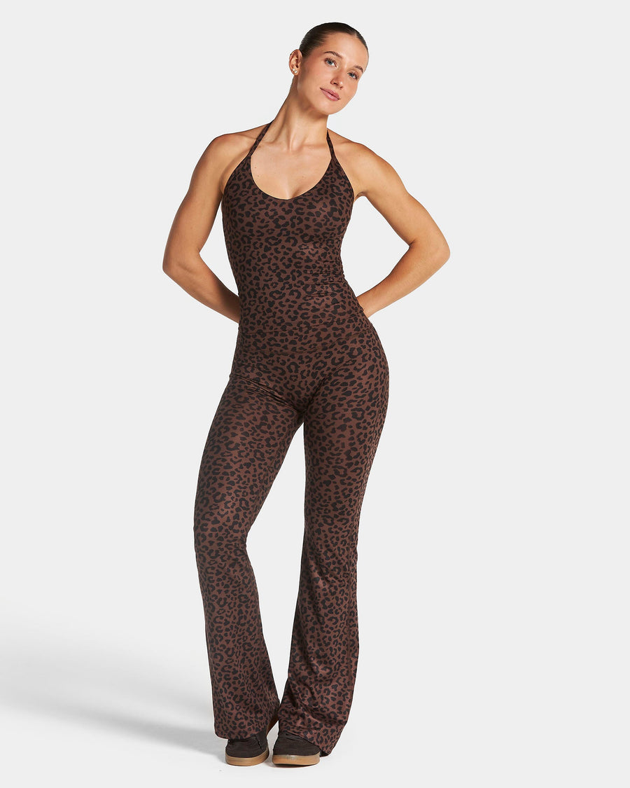 Legging évasé à coupe longue Allrounder « Léopard Walnut »