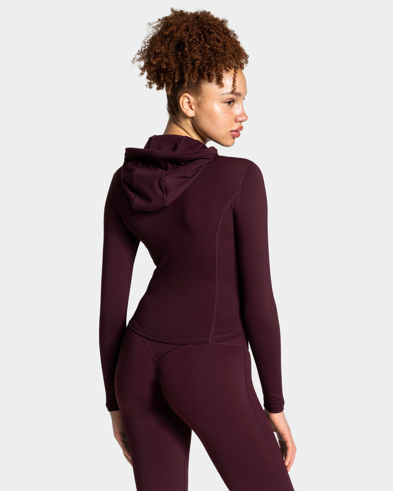 Veste de sport zippée sculptante à capuche Allrounder « merlot/dorée »