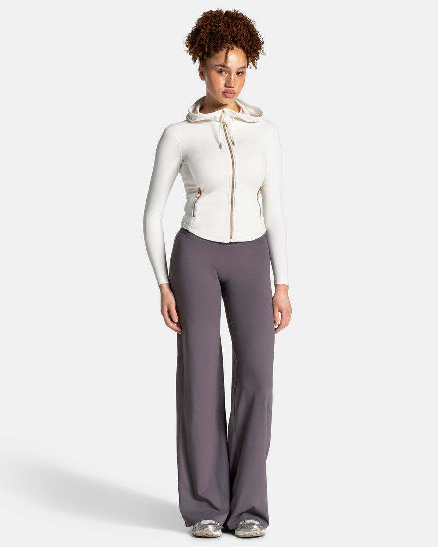 Veste de sport zippée sculptante à capuche Allrounder « blanc cassé / dorée »