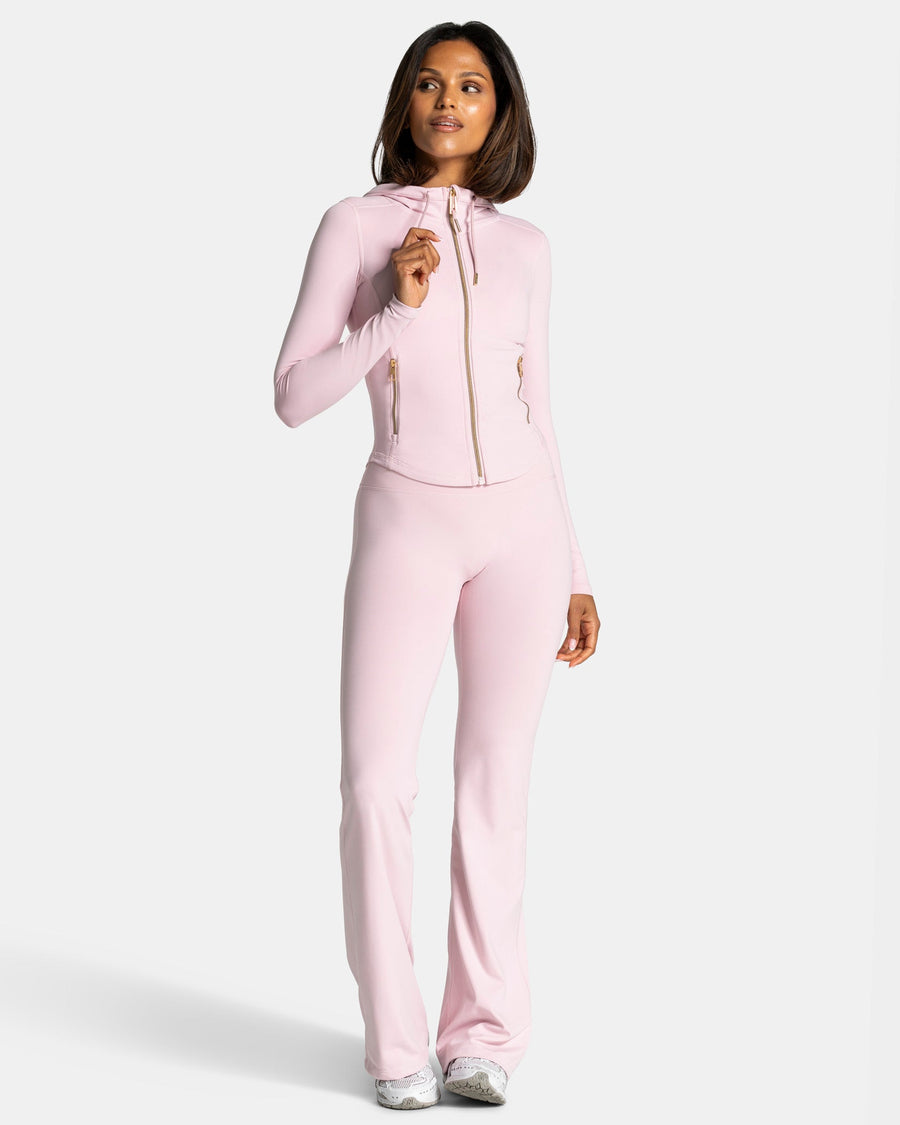 Veste de sport zippée sculptante à capuche Allrounder « rose/dorée »