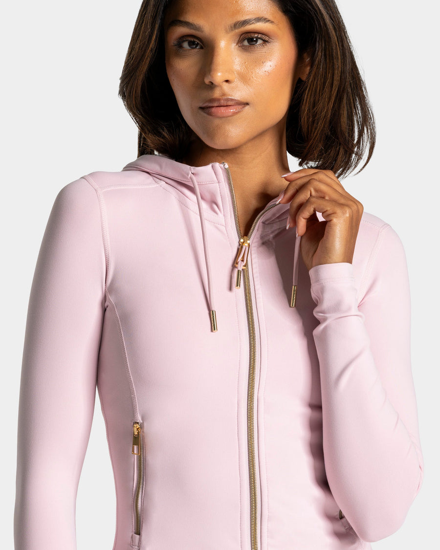 Veste de sport zippée sculptante à capuche Allrounder « rose/dorée »