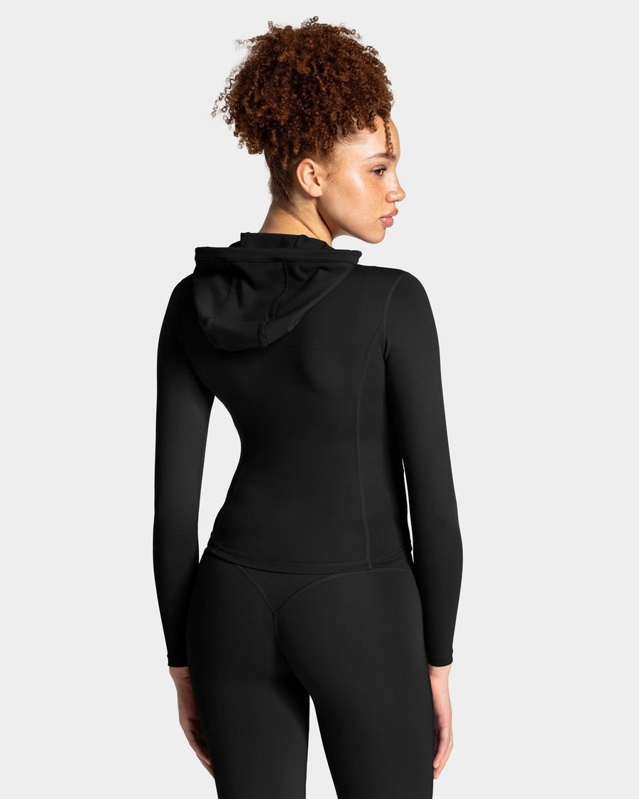 Veste de sport zippée sculptante à capuche Allrounder « noir/dorée »