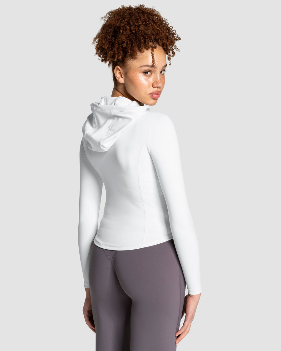 Veste de sport zippée sculptante à capuche Allrounder « blanc/dorée »