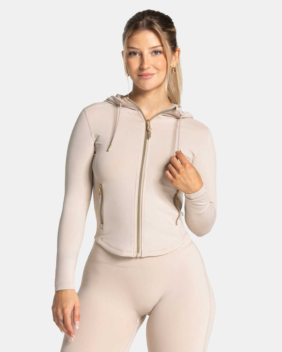 Veste de sport zippée sculptante à capuche Allrounder « Cream/Gold »