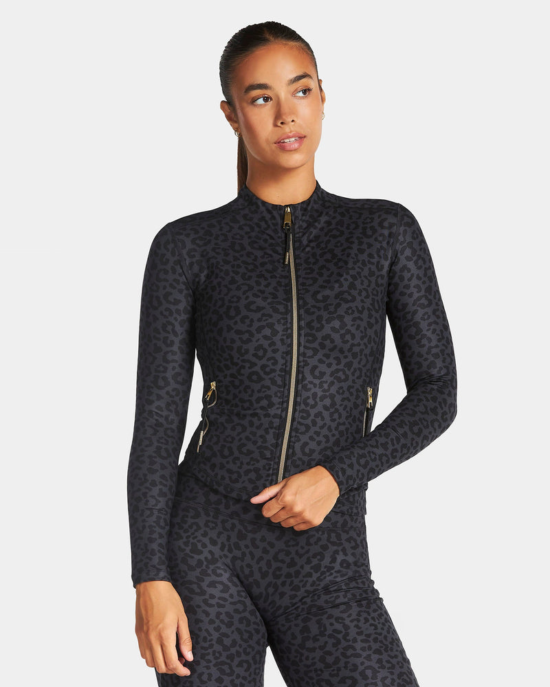 Veste de sport zippée sculptante Allrounder « Léopard noir »