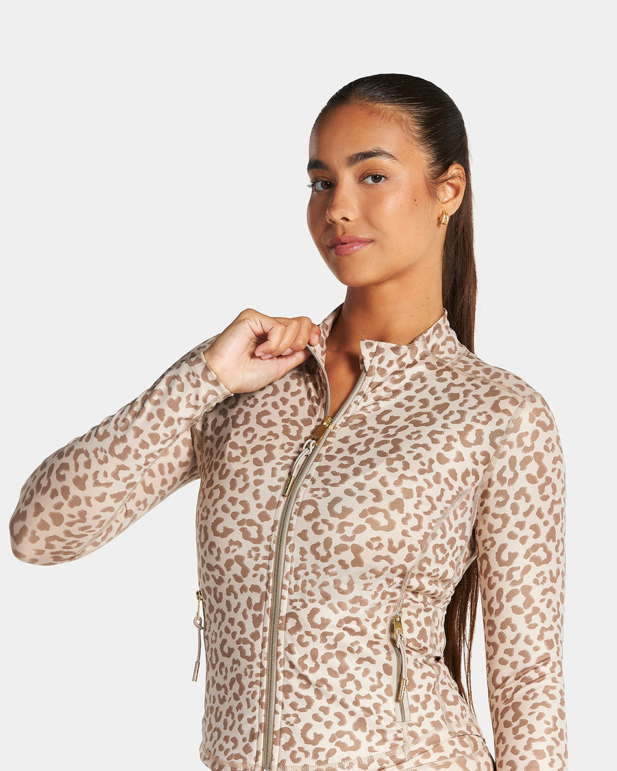 Veste de sport zippée sculptante Allrounder « Léopard Dune »