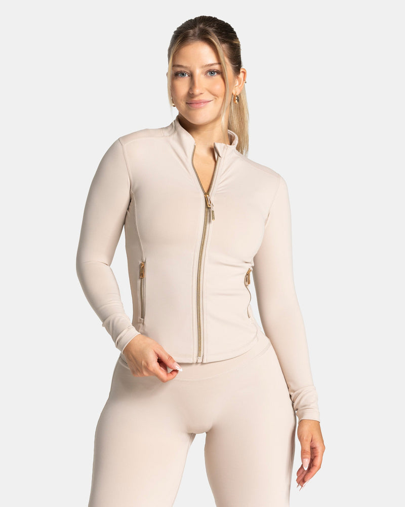 Veste de sport zippée sculptante Allrounder « Cream/Gold »