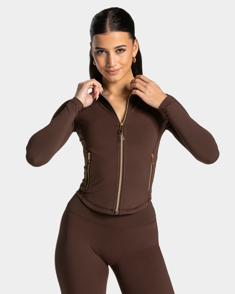 Veste de sport zippée sculptante Allrounder « Espresso - doré »