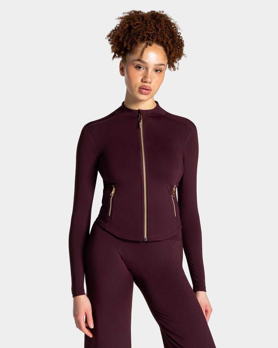 Veste de sport zippée sculptante Allrounder « merlot/dorée »