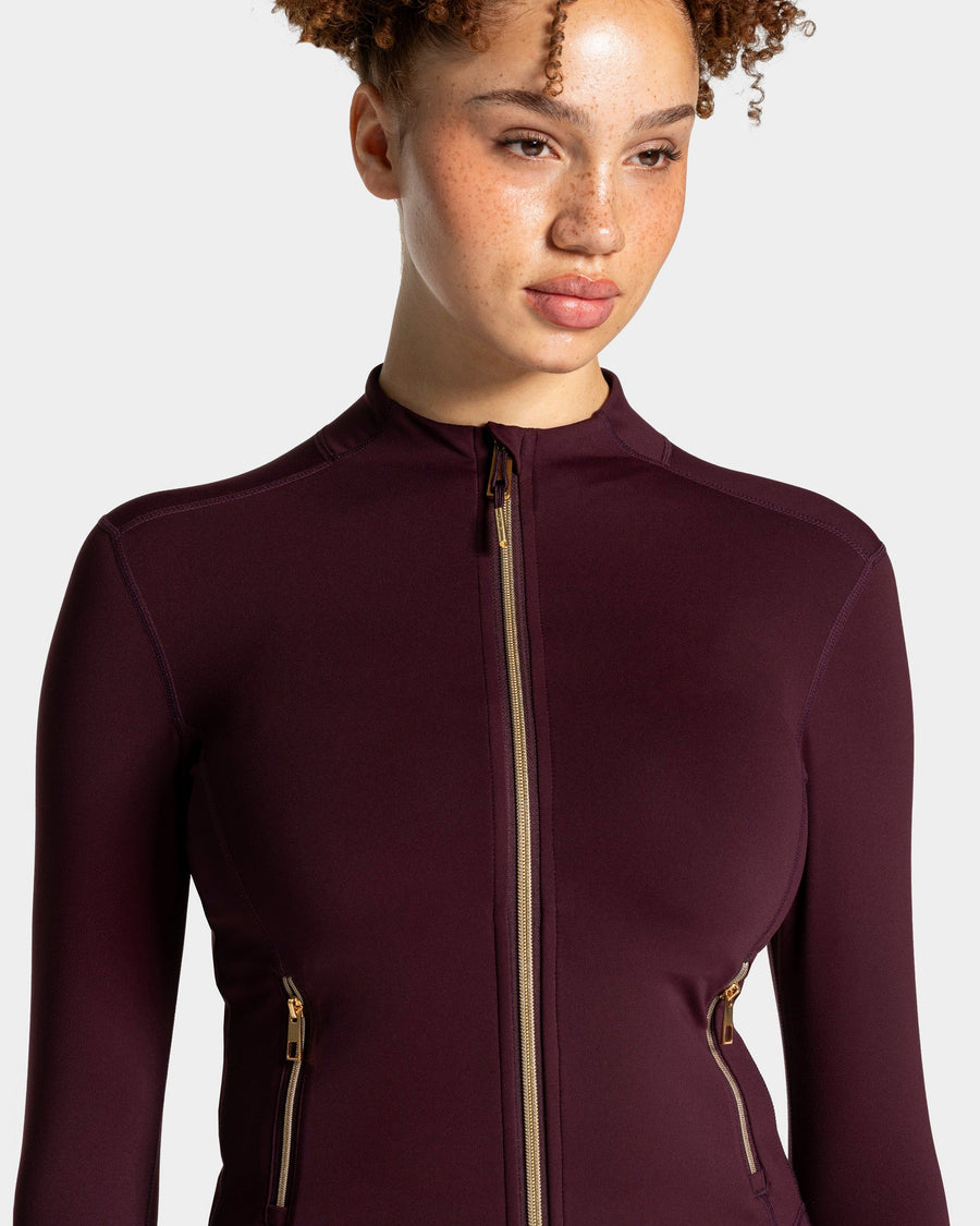 Veste de sport zippée sculptante Allrounder « merlot/dorée »