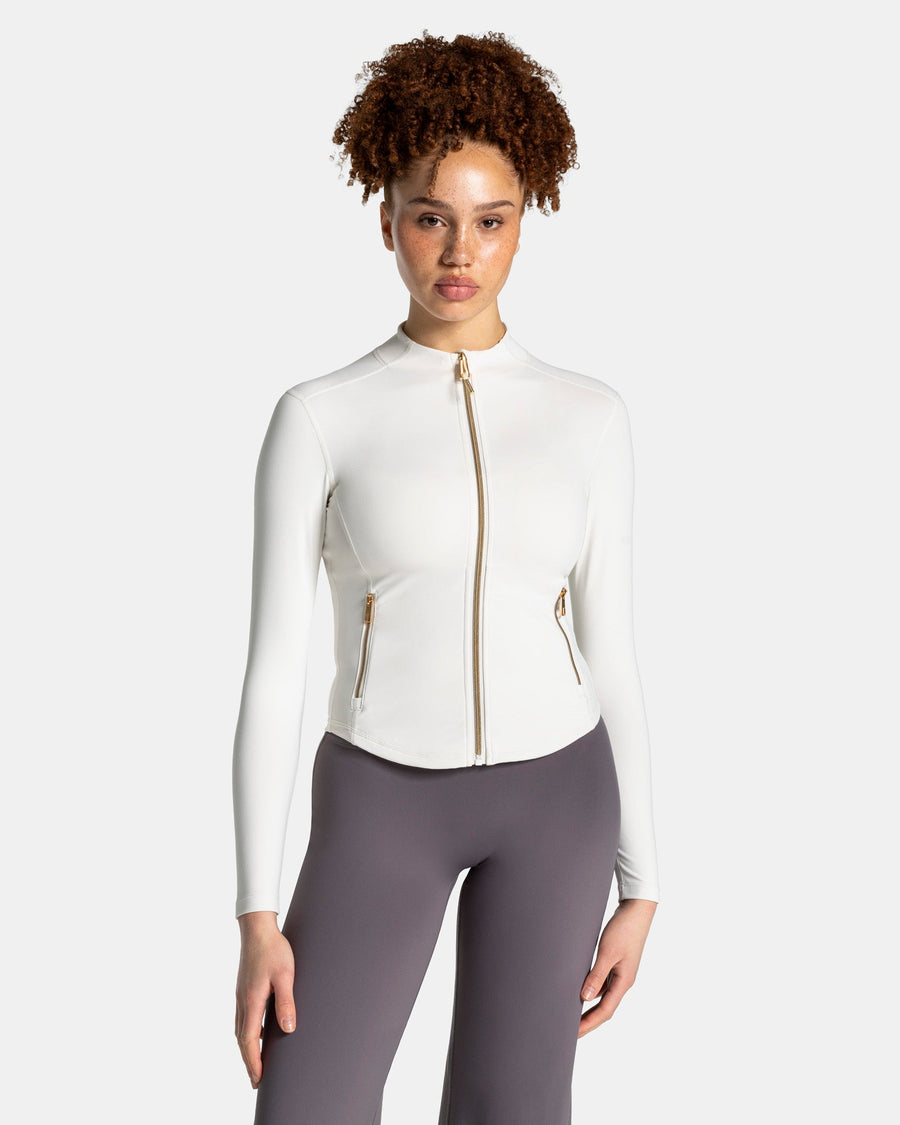 Veste de sport zippée sculptante Allrounder « blanc cassé / dorée »