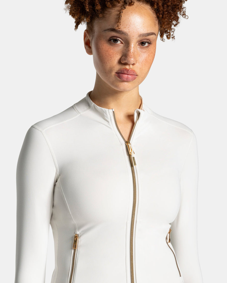 Veste de sport zippée sculptante Allrounder « blanc cassé / dorée »