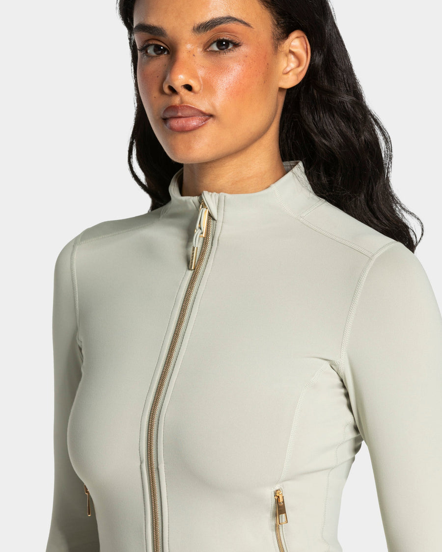 Veste de sport zippée sculptante Allrounder « pistache/dorée »