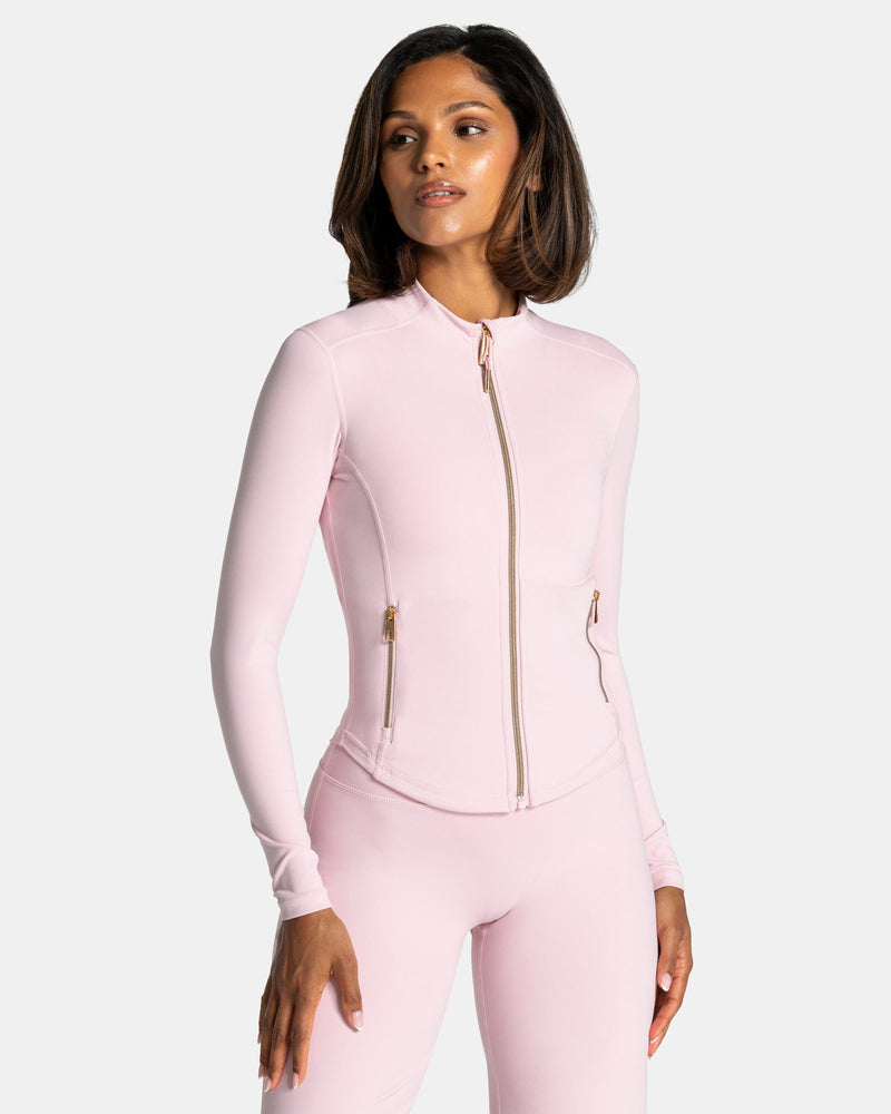 Veste de sport zippée sculptante Allrounder « rose/dorée »
