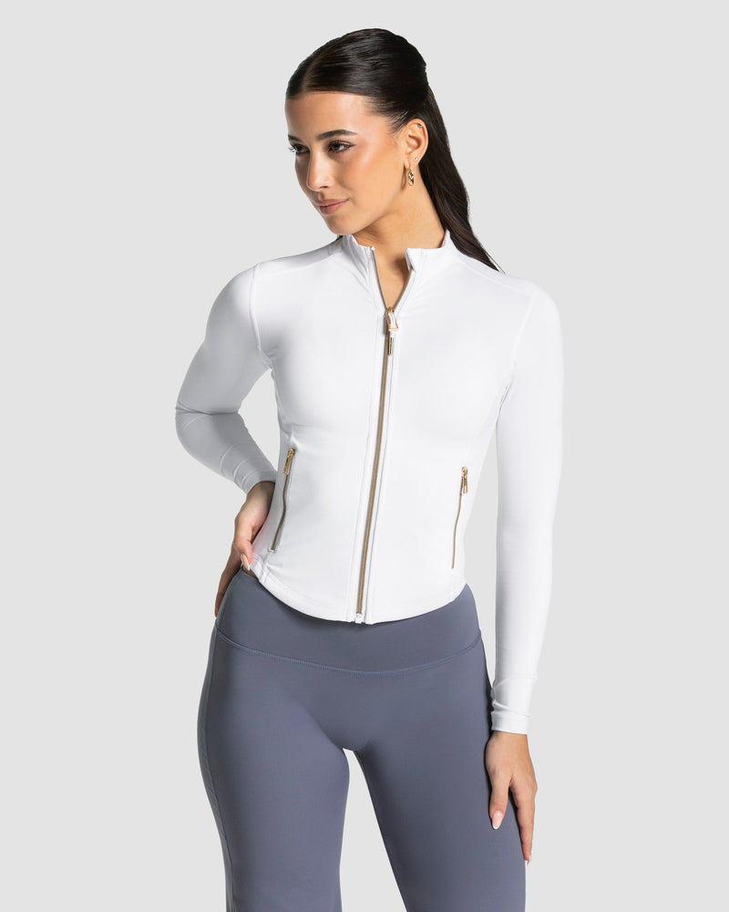 Veste de sport zippée sculptante Allrounder « blanc - doré »