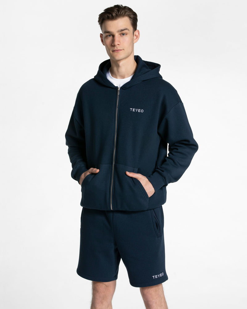 Sweat à capuche zippé oversize Arrival « bleu foncé »