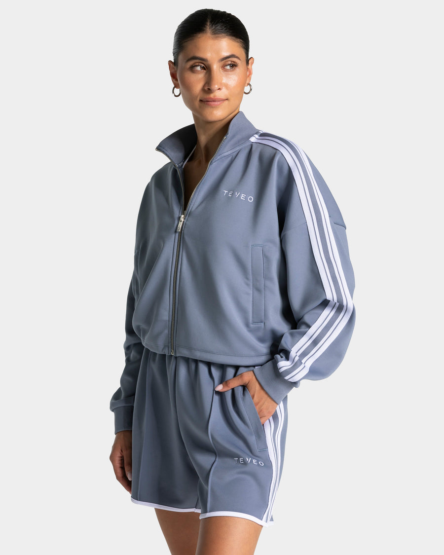 Veste de sport zippée Cropped Club « bleu acier »