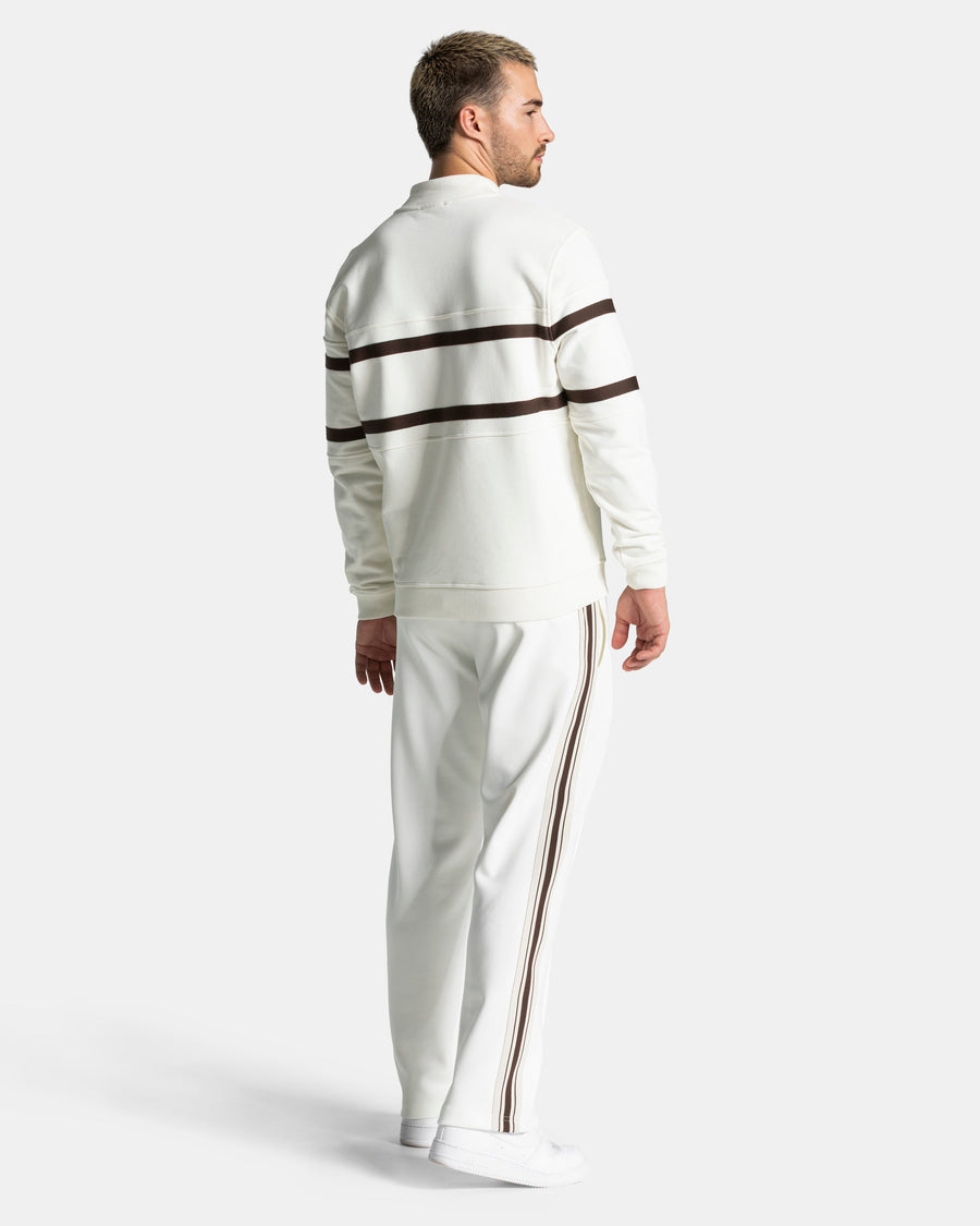 Sweat-shirt demi-zippé Club « blanc cassé-espresso »