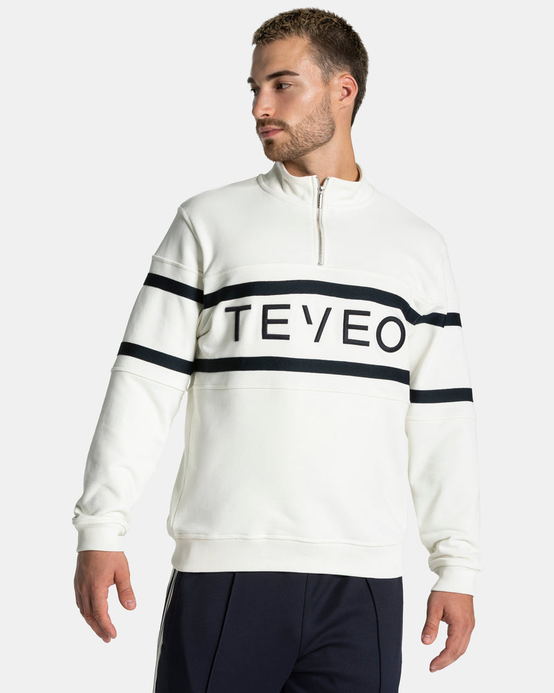 Sweat-shirt demi-zippé Club « blanc cassé-Midnight »