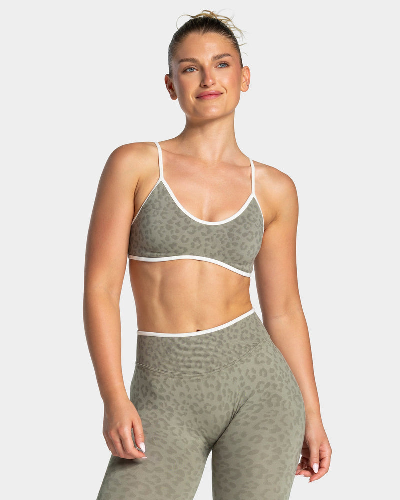 Brassière Contrastline « Léopard kaki »