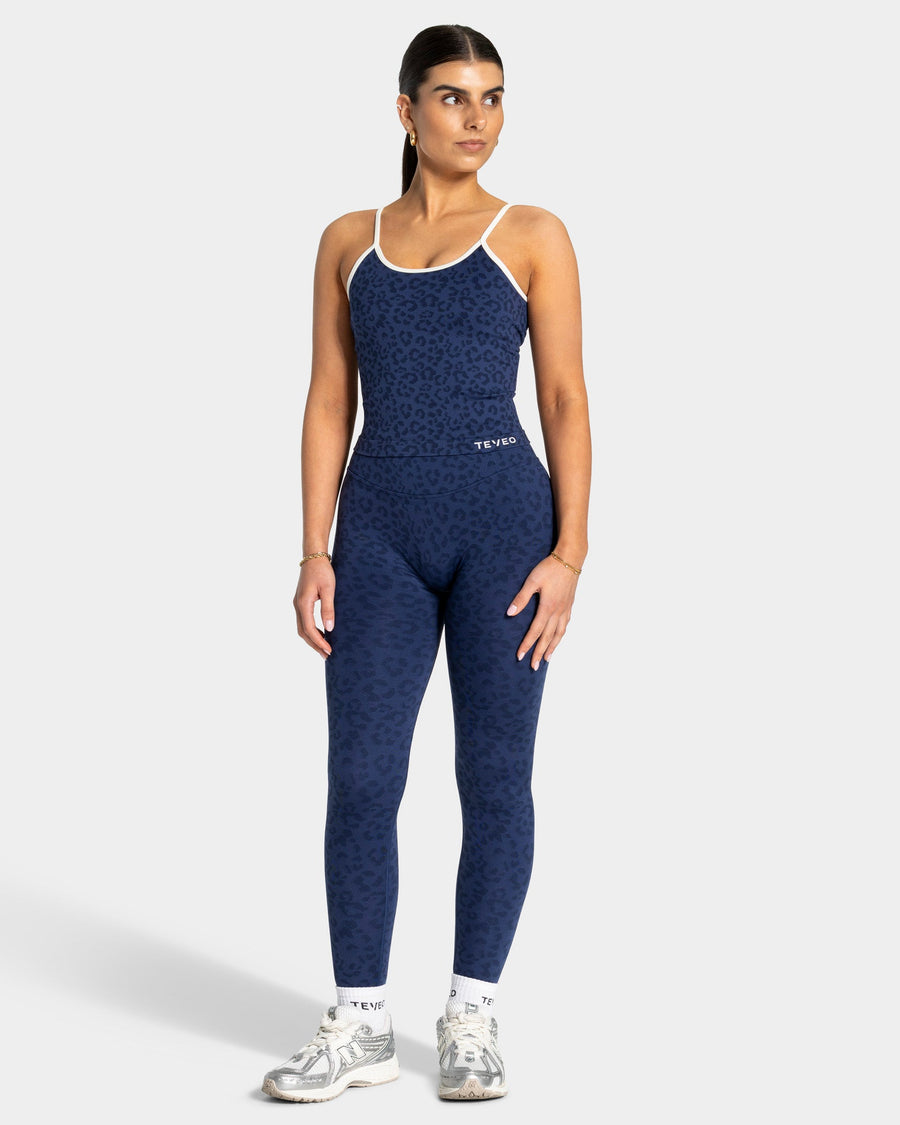 Legging Sculpt Scrunch Contrastline « Léopard bleu foncé »