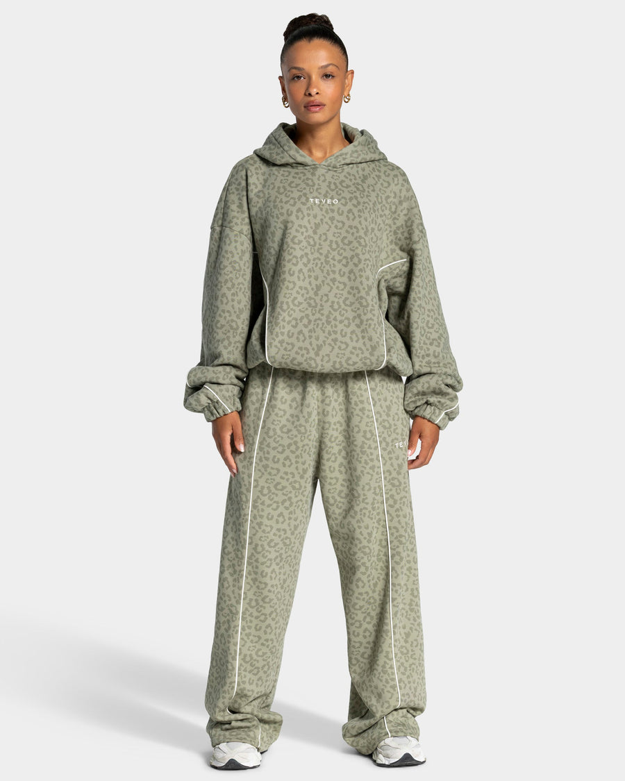 Sweat à capuche Contrastline « Léopard kaki »