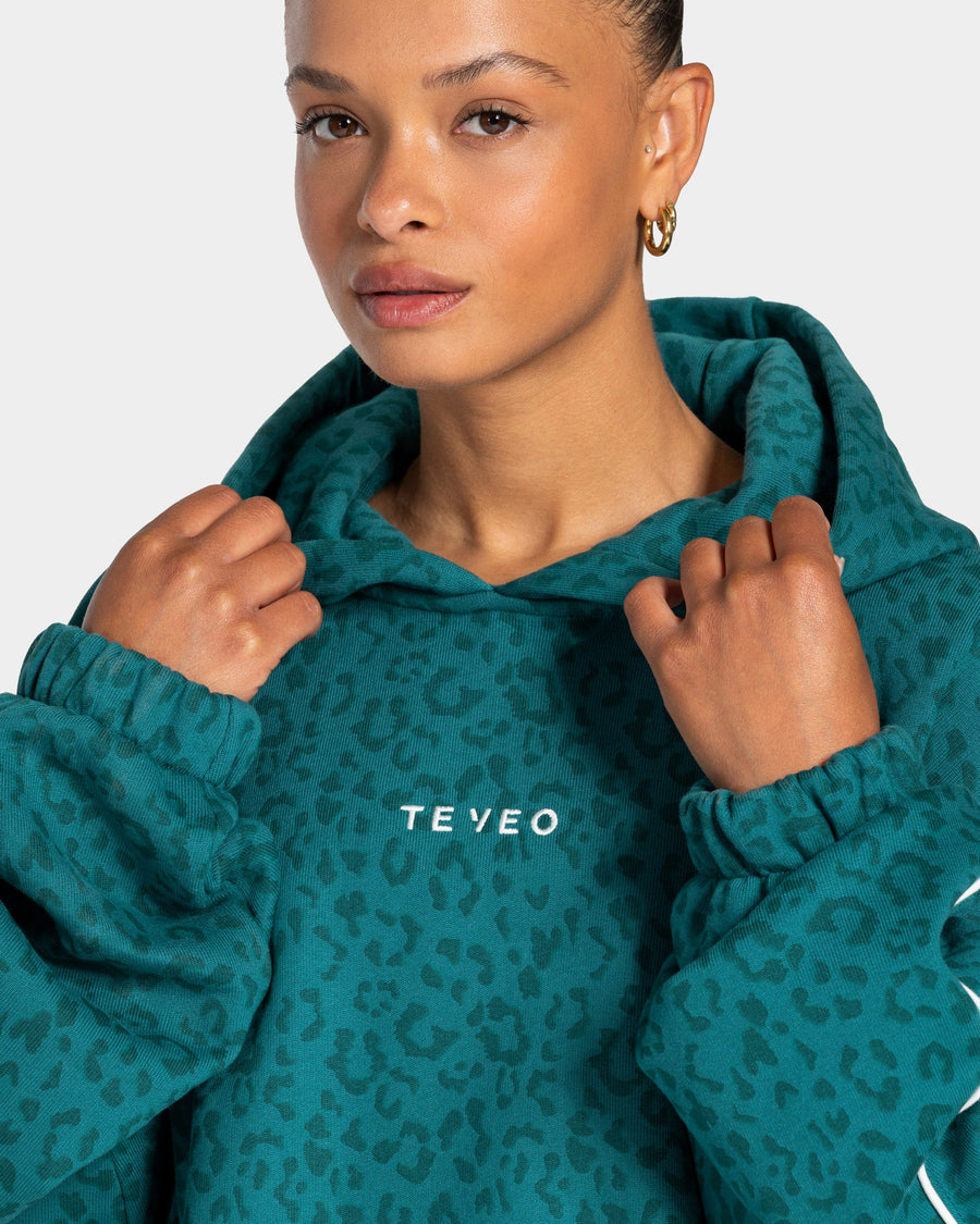 Sweat à capuche Contrastline « Léopard Petrol »