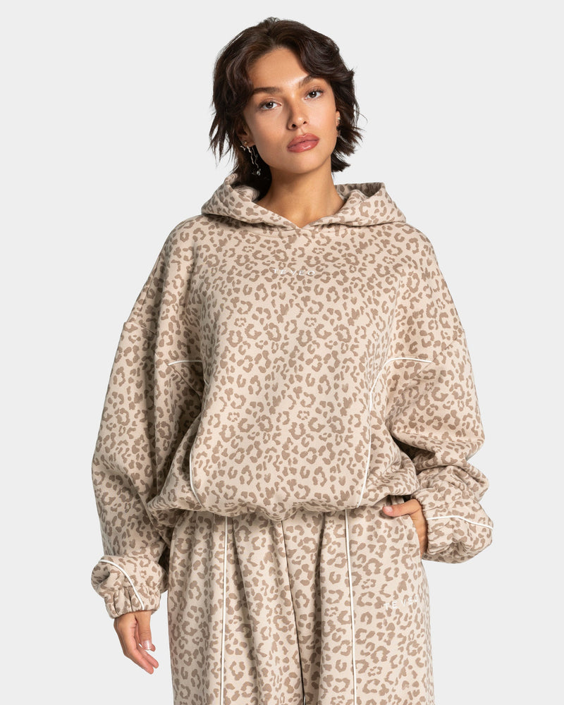 Sweat à capuche Contrastline « léopard Cream »