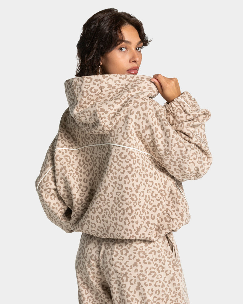Sweat à capuche Contrastline « léopard Cream »