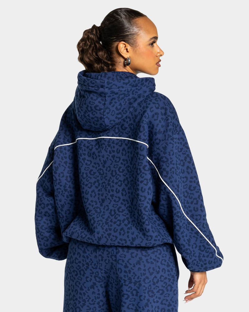 Sweat à capuche Contrastline « Léopard bleu foncé »