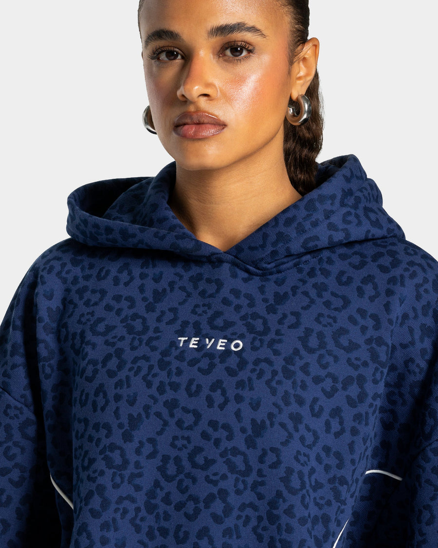 Sweat à capuche Contrastline « Léopard bleu foncé »