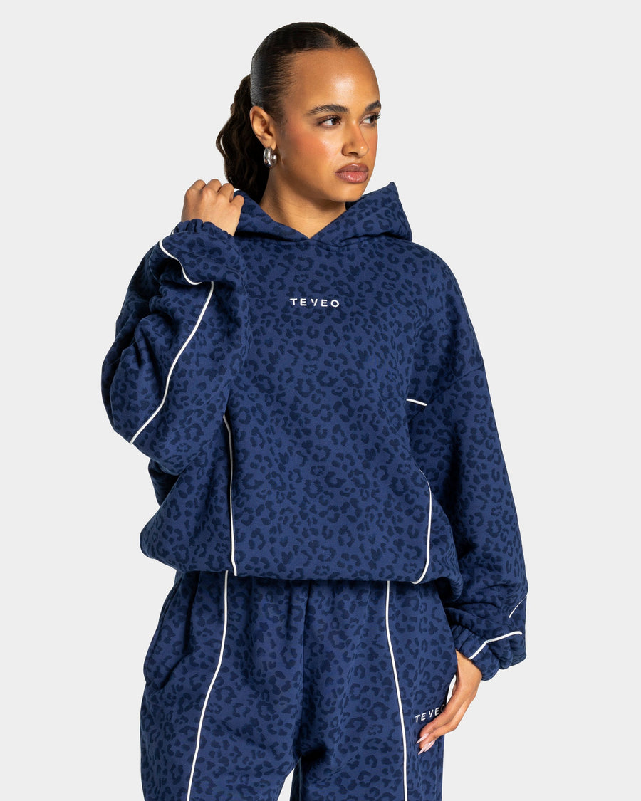 Sweat à capuche Contrastline « Léopard bleu foncé »